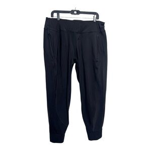 Athleta Distance Jogger Pants Womens Large Black Pull On Drawsting Athleisure